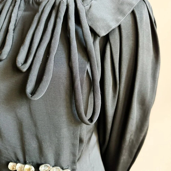 Vintage 1940s Jean Louise Statement sleeve Fitted Wiast Maxi Coat S - Picture 12 of 16